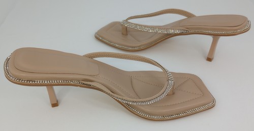 SEKAYISORE Rhinestone Square Toe Sandal Stiletto Heels Size 7 - Picture 10 of 13