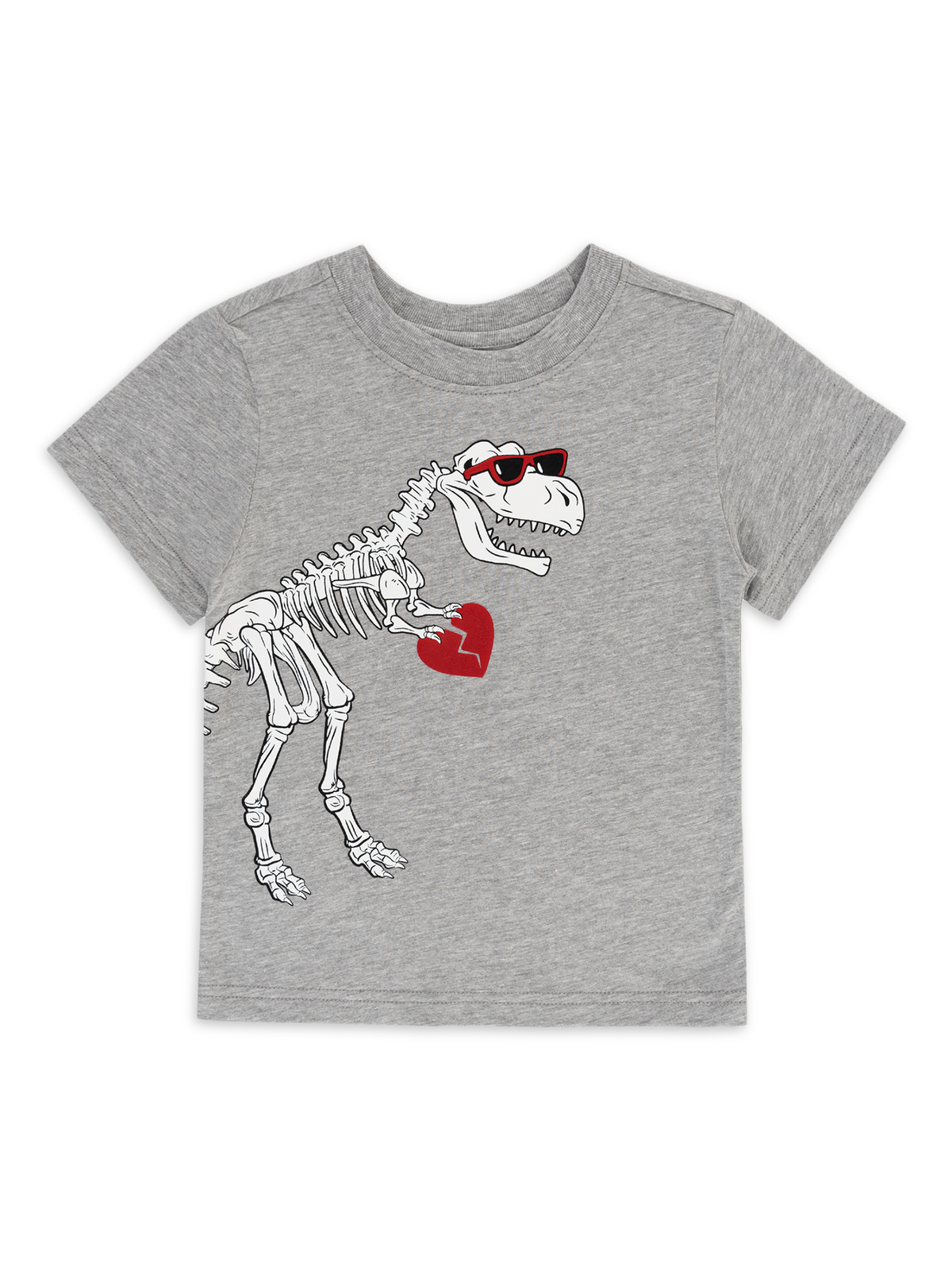 Way to Celebrate Toddler Boys' Valentine's Day T-Rex Heart Tee Size 18 M Grey