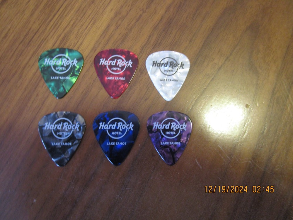Lot of 6 Hard Rock Hotel Las Vegas, Nevada Celluloid Guitar Picks A9