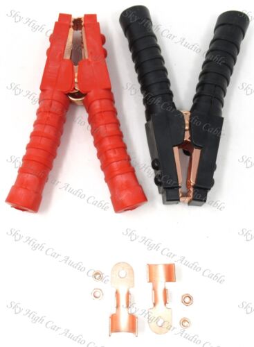 Pair 4GA Copper Plated Insulated Car Battery Alligator Clamp 1000A Red Black - Afbeelding 1 van 2