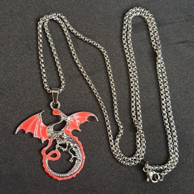 Glow in Dark Flying Dragon Luminous Pendant with 24'' Metal Necklace