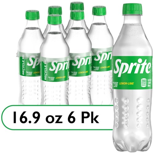 Sprite Lemon Lime Soda Pop Soft Drink 16.9 fl oz 6 Pack Bottle Limited Rare New