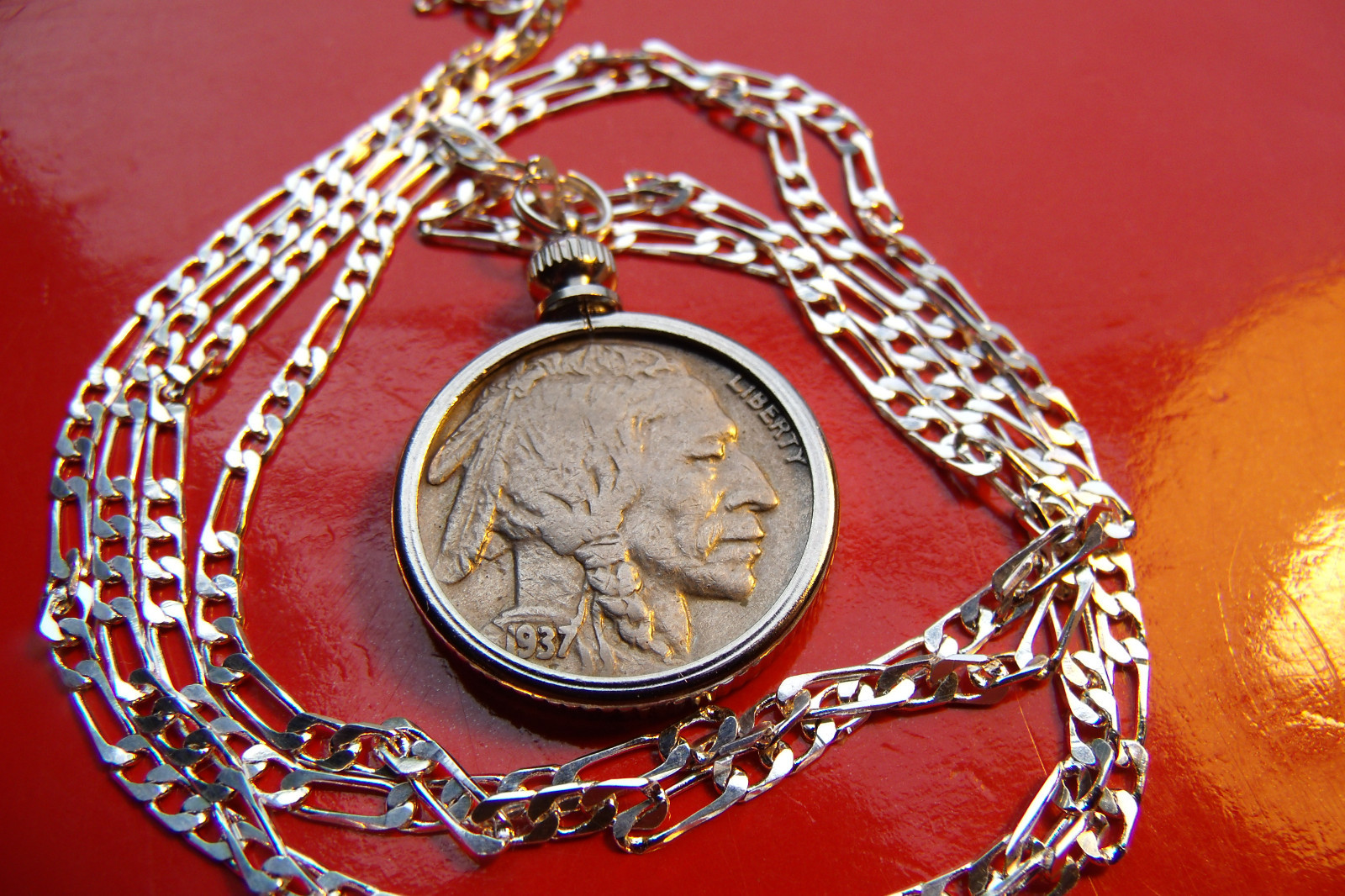 Vintage About Uncirculated Buffalo Nickel on a 28" 925 Silver Chain eBay