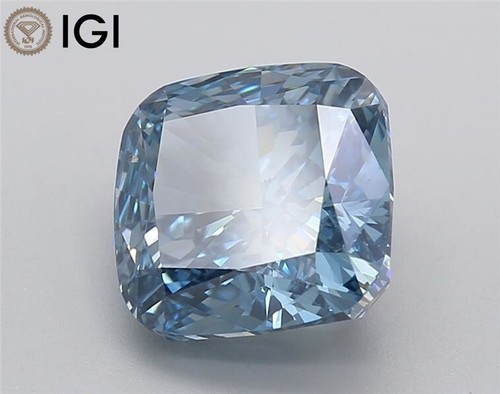Cushion 4.08ct Fancy Vivid Blue SI1 IGI Certified Lab Grown CVD Diamond - Picture 3 of 14