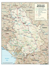 Serbia-Montenegro Physical Geography Geographic Physiographic Map Country Print