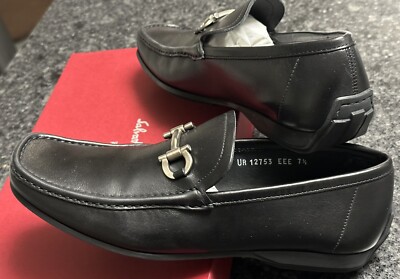 Salvatore Ferragamo Mens Black Leather driving shoes UR 12753