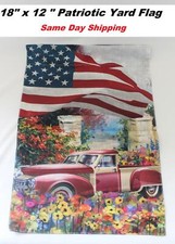 4th Of July Memorial Veteran Patriotic Truck Garden Flag Yard Farmhouse 12" 18"