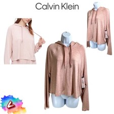 NWT Calvin Klein L Pure Lounge Long Sleeve Hoodie Fresh Pink Heather QS6679 64