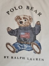 Vintage Polo Ralph Lauren Bear USA Flag Beach Bath Towel 35 X 66