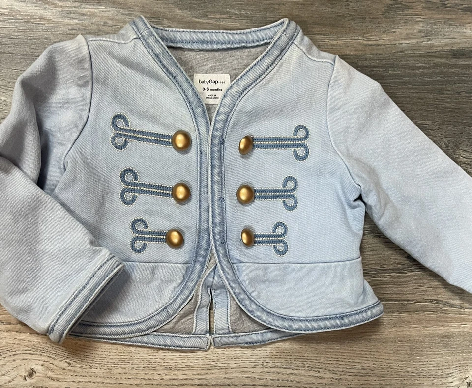 BABY GAP 1969 DENIM BAND ADAM ANT GOLD BUTTONS JACKET AGE (0-6) EUC - Image 3 of 4
