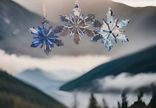 Hand Made Blue 4 1/2x3 1/2 Inch Resin Snowflakes.