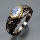 Handmade Natural Moonstone Ring 925 Sterling Silver Size 6.5 /R472800