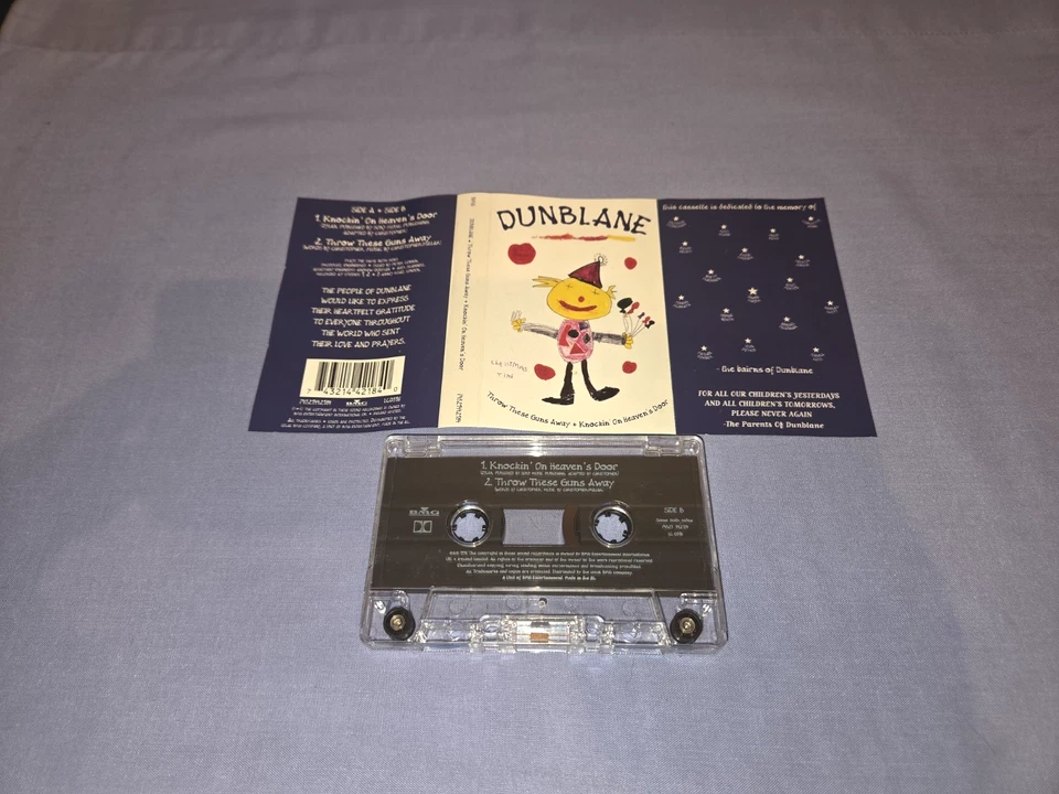 DUNBLANE THROW THESE GUNS AWAY / KNOCKIN ON HEAVENS DOOR CASSETTE TAPE SINGLE - Image 2 of 2
