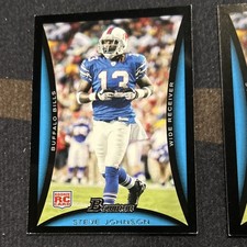 3 Bowman 2008 Steve Johnson Rookie #158 Buffalo Bills NFL Football Trading Card. rookie card picture
