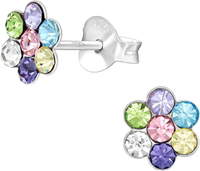Blume Kinder Ohrringe | Mit Kristallen 925 Silber | MäDchen Ohrstecker Schmuck |