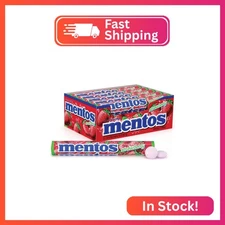Mentos Chewy Mint Candy Roll, Strawberry, Non Melting, Party,15 Count (Pack of 1