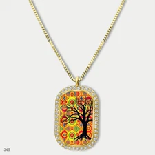 Gorgeous Colorful Tree of Life Pendant Necklace Chain Picture Dog Tag Chain Gift