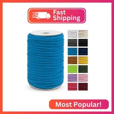 JeogYong Braided Macrame Cord 5mm x 295ft, Natural 8-Strand Braided Cotton Rope,