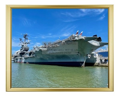 USS INTREPID AIRCRAFT CARRIER NAVY 1940S 8X10 GOLD FRAMED PHOTO