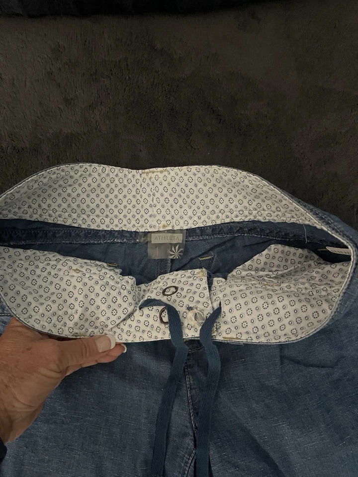 Pantalones cortos vaqueros Athleta con broche/cremallera cierre interior corbata talla-2 Foto 3 de 4