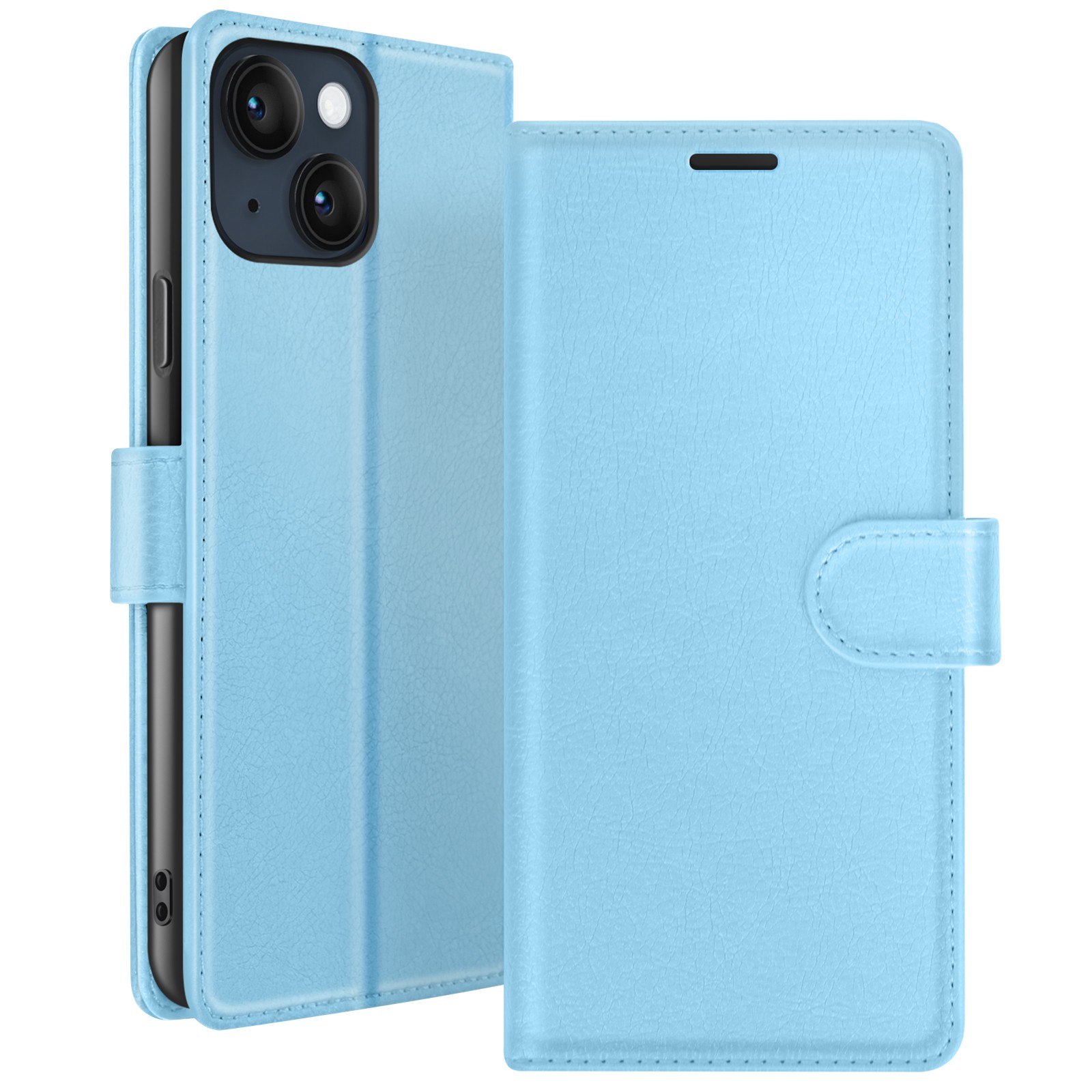 Étui clapet iPhone 14 Zanaé bleu épuré finitions premium