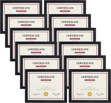 Black 8.5X11 Picture Frame Set of 12, Multi 8.5 X 11 Frames Bulk for Award Certi