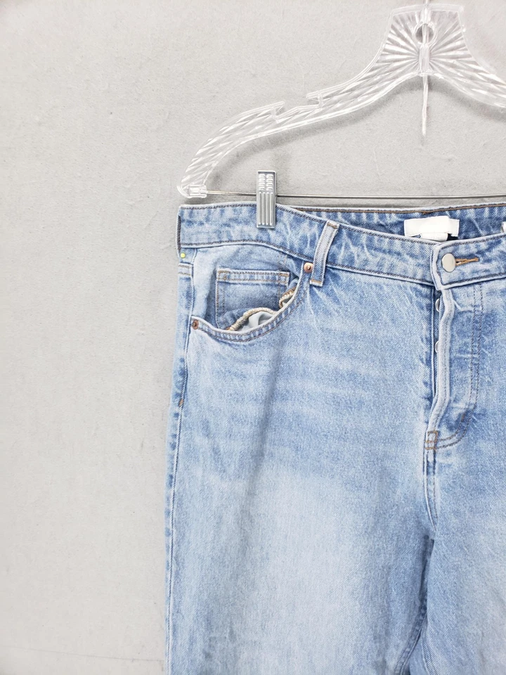 H&M Jeans Womens 14 Blue High Rise Straight Leg Button Fly Ankle Boho Denim - Image 2 of 4