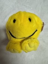 Vintage 1994 Swibco Puffkins HAPPY Stuffed Plush Yellow Smiley Face 6684 W/TAG