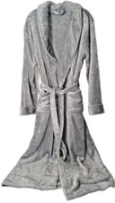New Touche Robe Plush Size Large Unisex Gray Belted 2 Pockets Soft Breathable