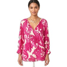 Karen Kane XL Pink Paisley Tunic Blouse 100% Viscose Made USA Boho