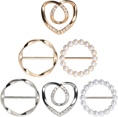6PCS Cute Scarf Ring and Slides for Scarves, Premium T-Shirt Clips for Women Clo