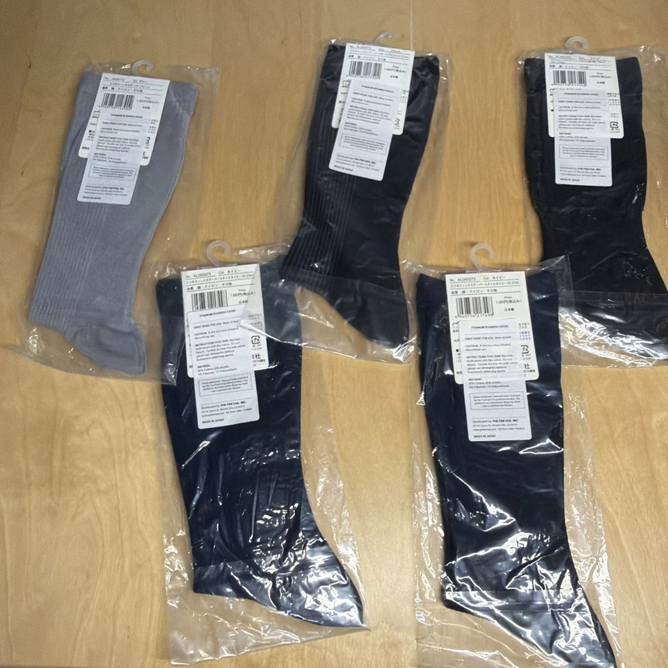 LOT (5) Phiten Titanium Business Dress Socks Mens Size 7-9 NEW RARE MSRP $18 ea - Image 2 of 4