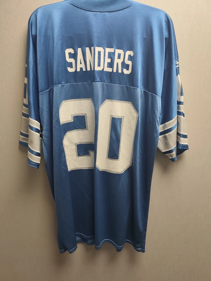 Camiseta deportiva grande para hombre Barry Sanders Reebok #20 Detroit Lions 1996 Throwbacks Foto 2 de 4
