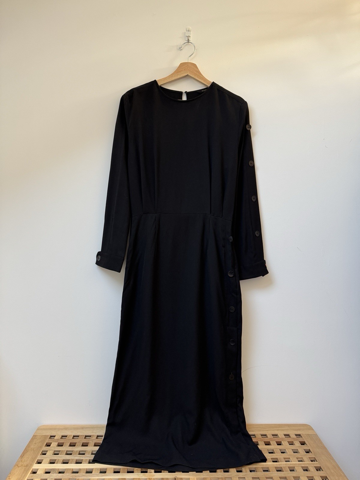 Massimo Dutti Black Long Sleeve Maxi Dress Crew Neck_M_Work_Office_Modesty_New image 5