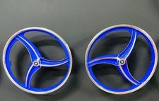 Pair of 20 BMX Mag Wheel Set Blue 3 Spoke Fits GT Dyno Haro Fast Shipping