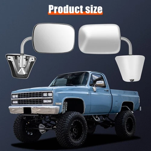 Manual Chrome Side View Mirrors Pair  For 1973-91 Chevy C10 K10 Blazer Suburban
