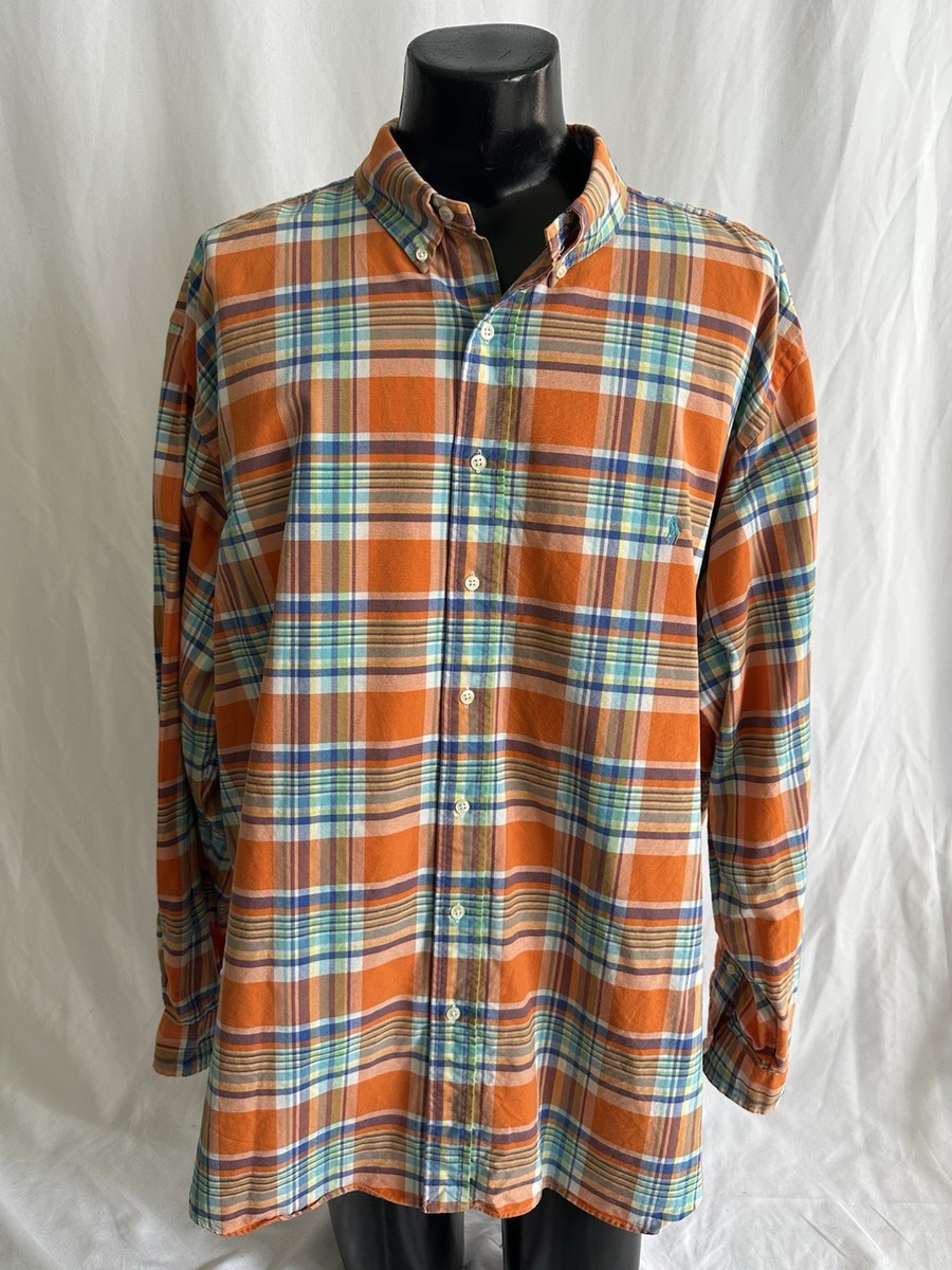 mens orange plaid dress shirt Milwaukee Leather MNG11641 Men's Flannel Plaid Shirt Orange with Red and Black Long Sleeve Cotton Button Down Shirt Orange / Small