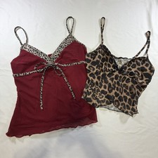 SHEIN Women's Leopard Print Camisole Set 2 Pack, Red Brown Black, M S