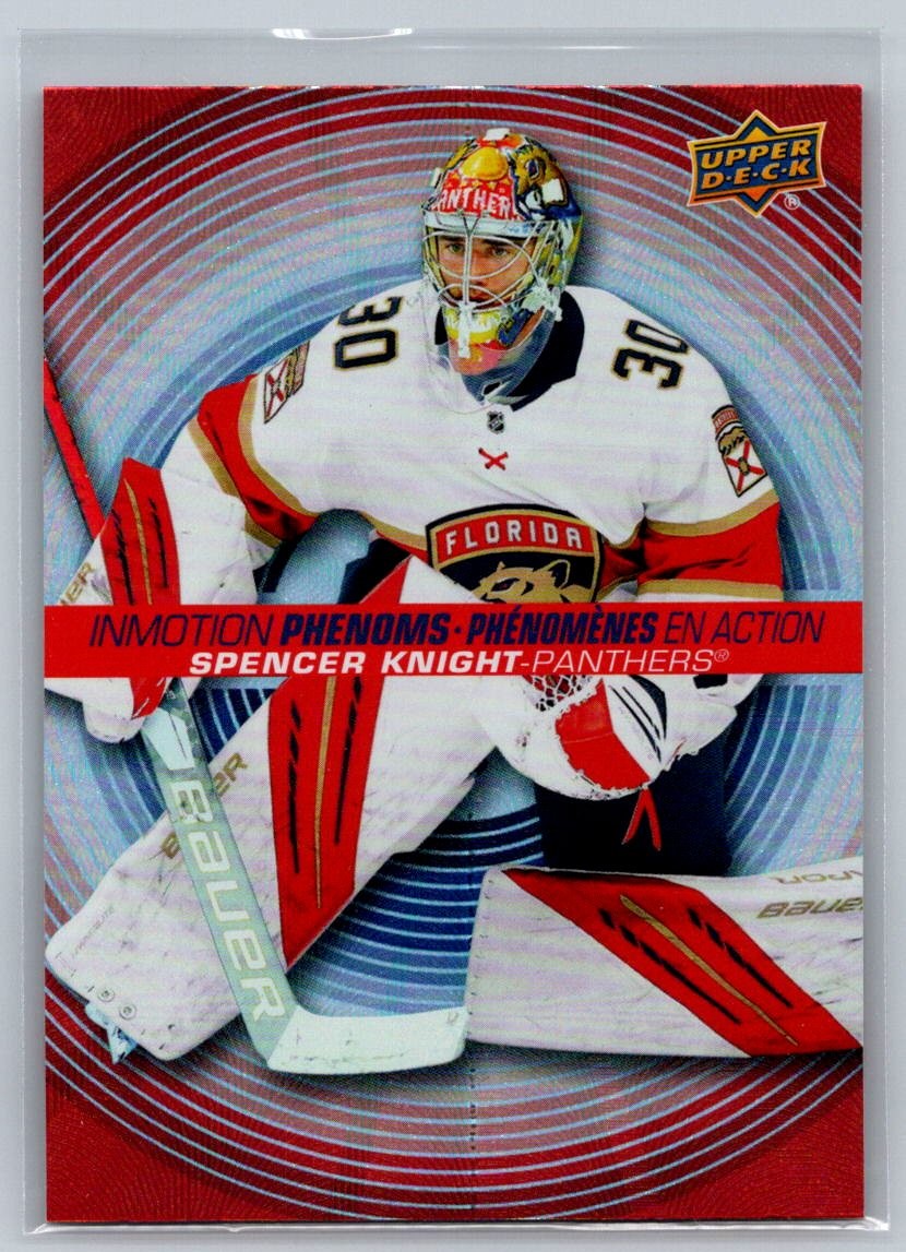 Spencer Knight #PM-17 Hockey Cards 2022 Upper Deck Tim Hortons InMotion Phenoms trading card — raw and PSA graded price guide