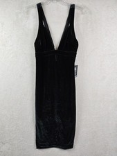 Express Women's Sleeveless Velvet Deep V Keyhole Black Dress Size 2