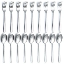 24 Pcs Forks and Spoons Silverware Set, Food Grade Stainless Steel Flatware C...