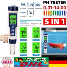 5in1 Digital Messgerät PH/EC/TEMP/SALT/TDS Tester Pen Trinkwasser Prüfer