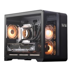 darkFlash MATX Gaming PC Case with Screen, Three Side Glass Micro-ATX Case, Curv