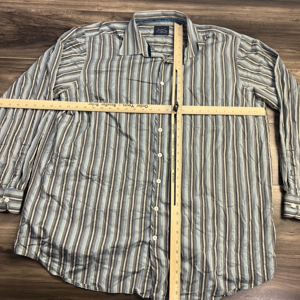 Camisa Indigo Palms Para Hombre 2XT Multicolor Manga Larga 100% Algodón Rayas Foto 3 de 4