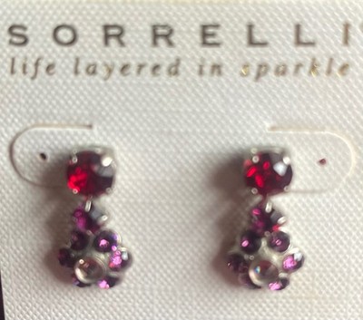 Sorrelli Pink Ruby  Earrings EBE2ASPR Antique Silver tone