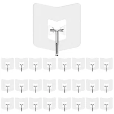 Adhesive Hooks for Hanging 24 Pack 33 lbs Heavy Duty Wall Hooks 304 Stainless...