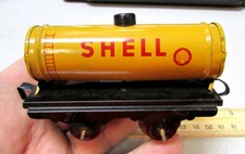 vintage tin Train car, West Germany made, Shell oil tanker fun decor collectible