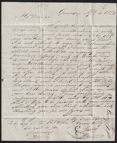 Pergamino GUERNSEY 1828. Carta cargada 1/2d, E. Jones a Paradise St, Birmingham - Imagen 2 de 2