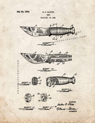 Knife Patent Print Old Look