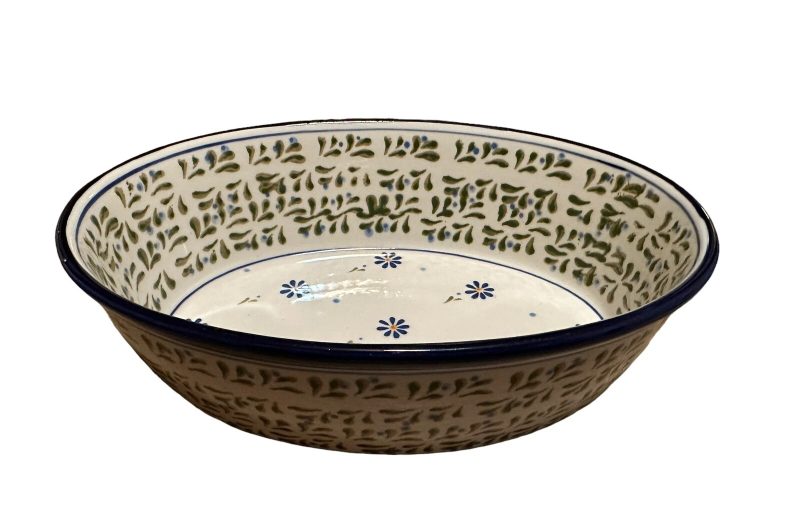 Nantucket Stoneware Oval Baking Dish Casserole Polish Pottery Style 6.5x2.75x9”